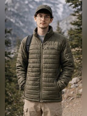 Columbia Omni-Heat Lightweight Puffer Jacket | Men’s Small | Olive Green